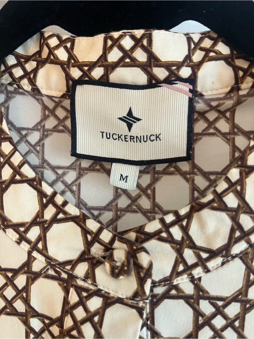 Tuckernuck Royal Shirt Dress Cream and Brown Geometric Button-Front Mini Dress - Picture 2 of 3